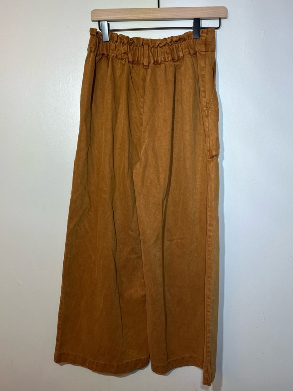 YFB Wide Leg Utility Pants in Rust Brown cropped pull on cotton women’s size M - Picture 2 of 7